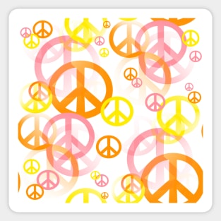 1960's Retro Peace Signs in Orange, Pink and Yellow Sticker